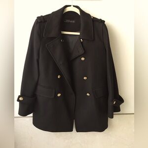 Zara wool blend black color outer double breasted jacket